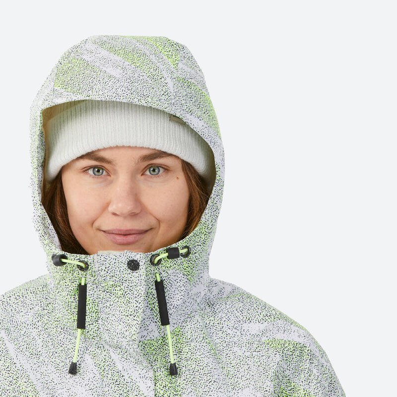 Snowboardjas voor dames 100 wit graphic