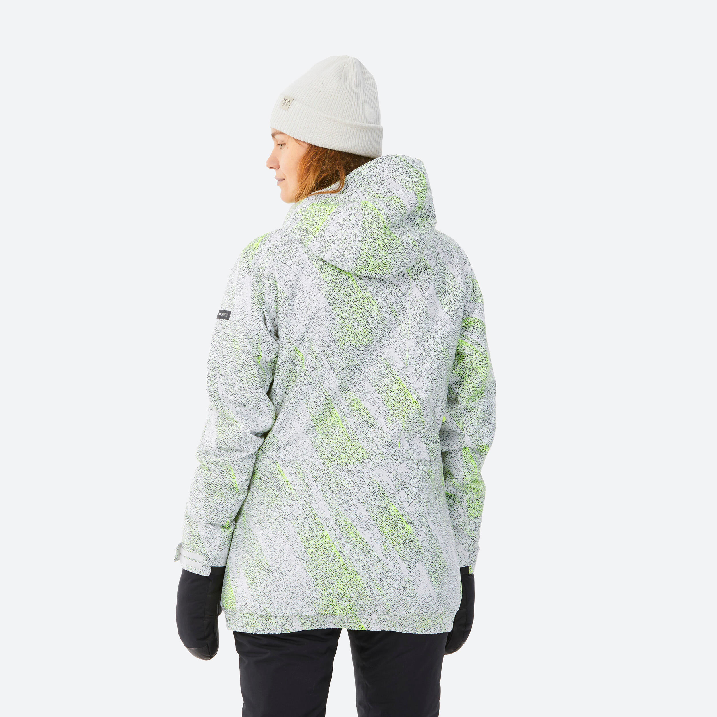 WOMEN'S SNB 100 SNOWBOARD JACKET - WHITE GRAPH 5/13