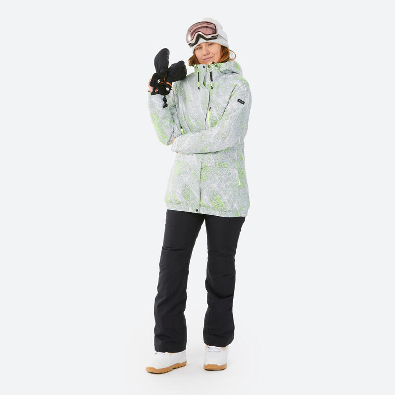 Snowboardjacke Damen Skijacke - SNB 100 weiss mit Print