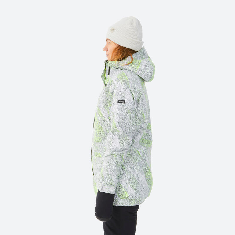 Veste de ski et snowboard longue et chaude femme, 500 graph blanc
