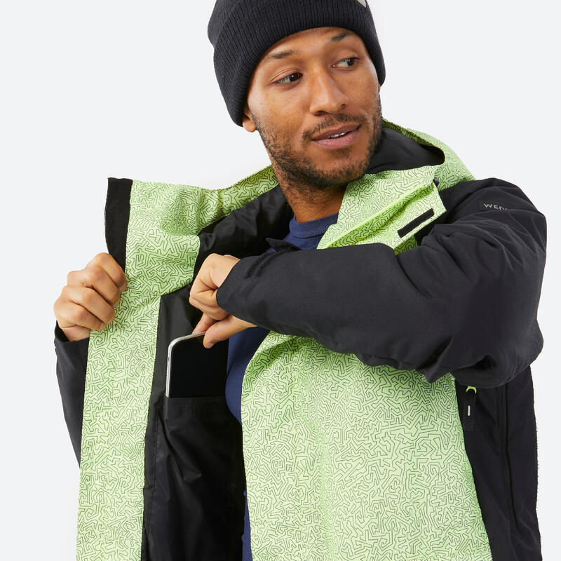 Geacă Snowboard 100 Verde-Negru Bărbați 