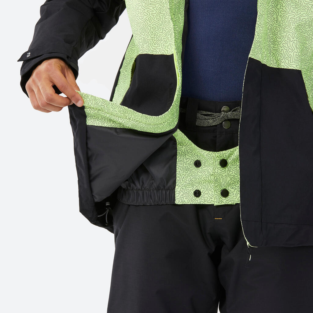 Pánska bunda SNB 100 na snowboard zeleno-čierna
