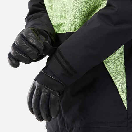 SNB 100 MEN'S SNOWBOARD JACKET - GREEN AND BLACK