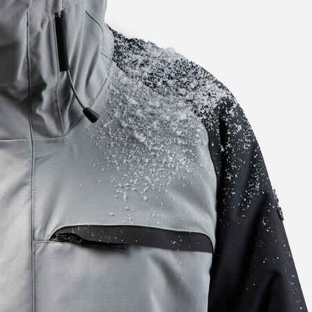 Men's warm and breathable snowboard jacket, SNB 100 grey and black 