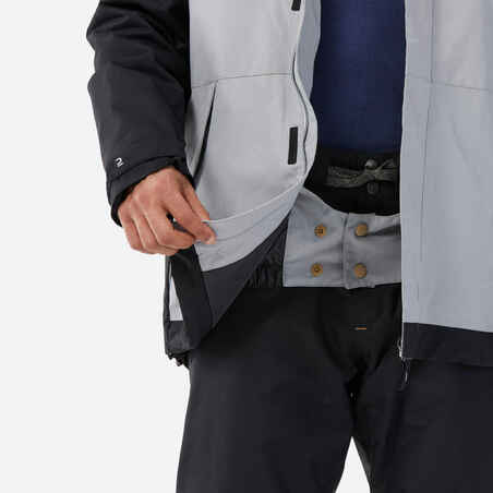 Men's warm and breathable snowboard jacket, SNB 100 grey and black 
