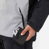 Men's warm and breathable snowboard jacket, SNB 100 grey and black 