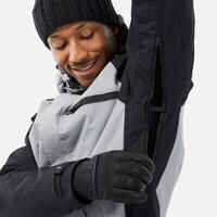 Men's warm and breathable snowboard jacket, SNB 100 grey and black 