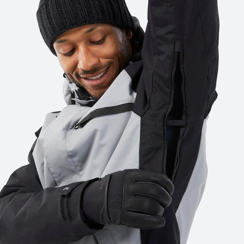 Snowboardjas voor heren SNB 100 grijs en zwart