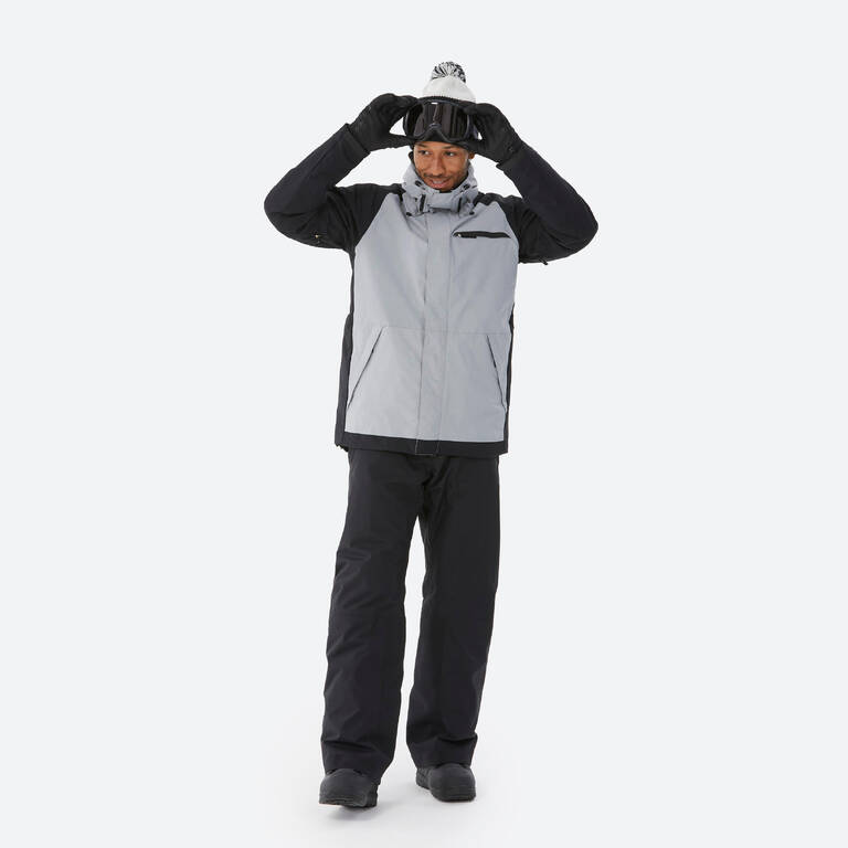 MEN’S SNOWBOARD JACKET SNB 100 - GREY AND BLACK