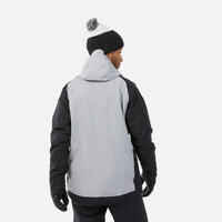 Men's warm and breathable snowboard jacket, SNB 100 grey and black 