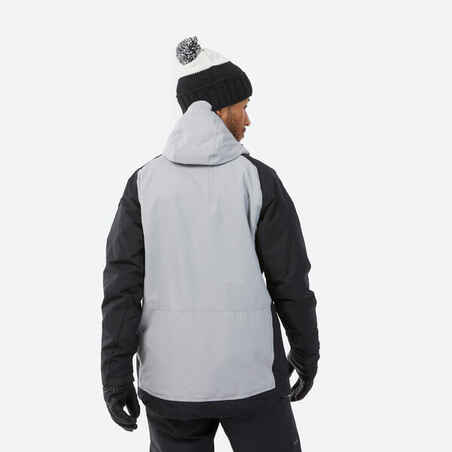 Men's warm and breathable snowboard jacket, SNB 100 grey and black 