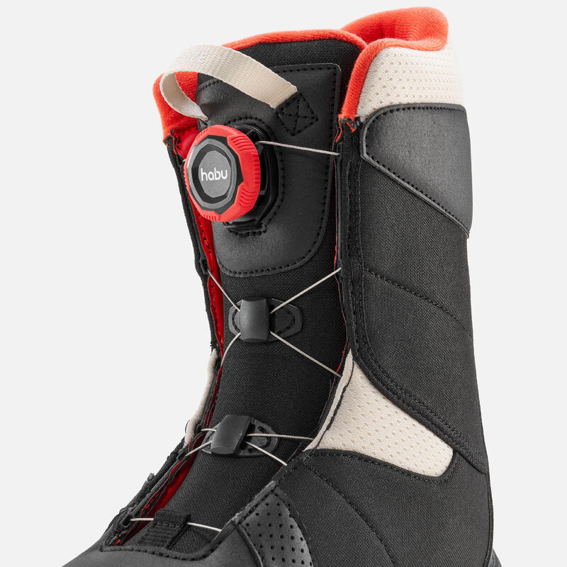 S 號兒童快扣單板滑雪靴INDY 500－黑色紅色