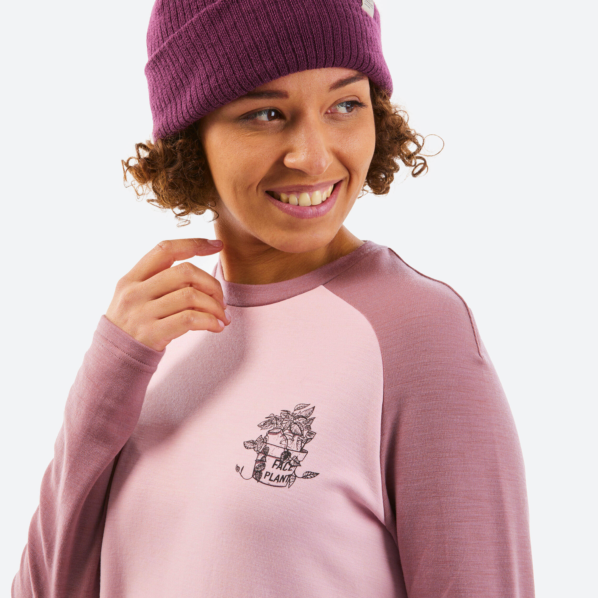 Women's ski 590 base layer Merino wool top - pink -  4