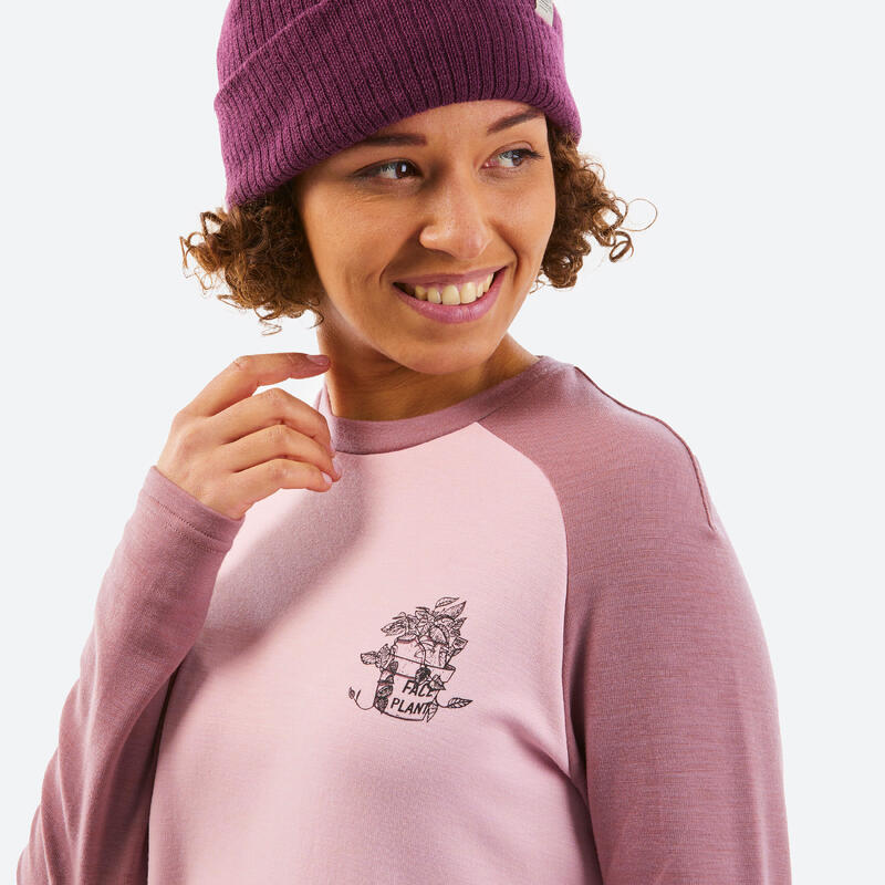 Camiseta térmica interior lana merina de esquí y nieve Mujer Wedze BL 590