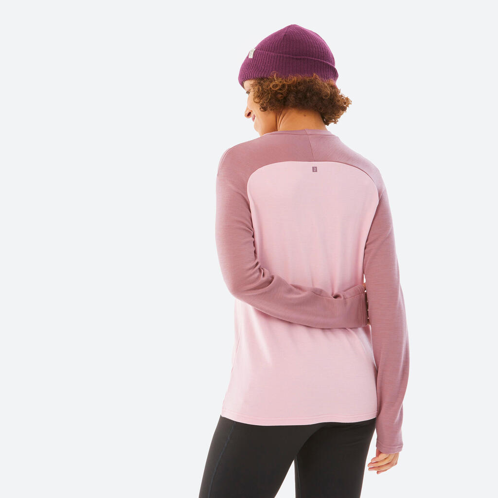 Women's ski 590 base layer Merino wool top - pink