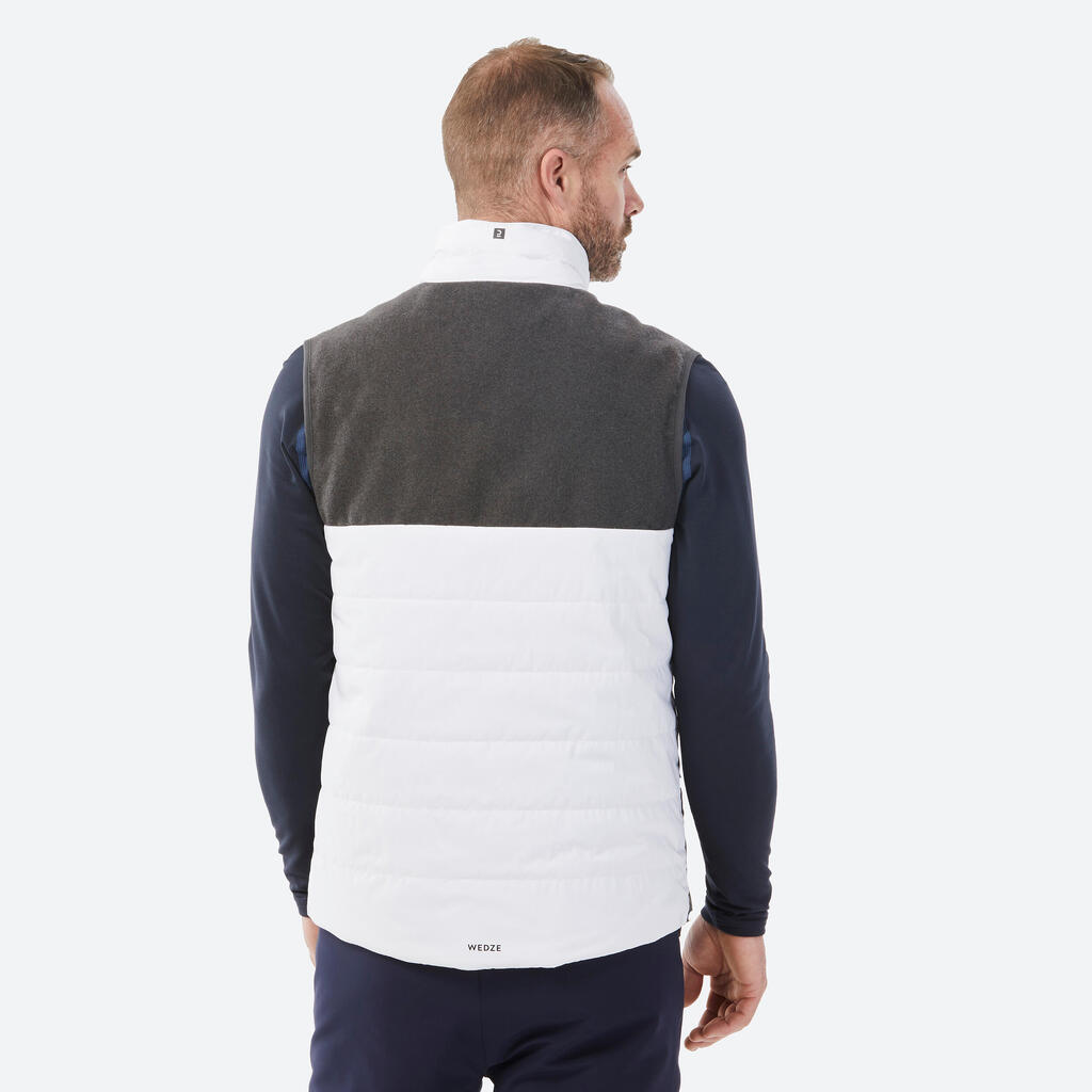Vīriešu silta slēpošanas jaka bez piedurknēm “500”, pelēka/balta