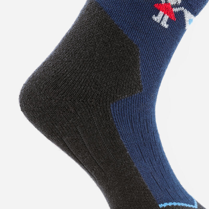 CHAUSSETTES DE SKI ET SNOWBOARD ENFANT 100 - MOTIFS BLEUS