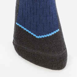 CHILDREN'S SKI AND SNOWBOARD SOCKS 100 - BLUE PATTERNED