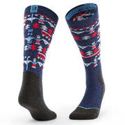 CHAUSSETTES DE SKI ET SNOWBOARD ENFANT 100 - MOTIFS BLEUS
