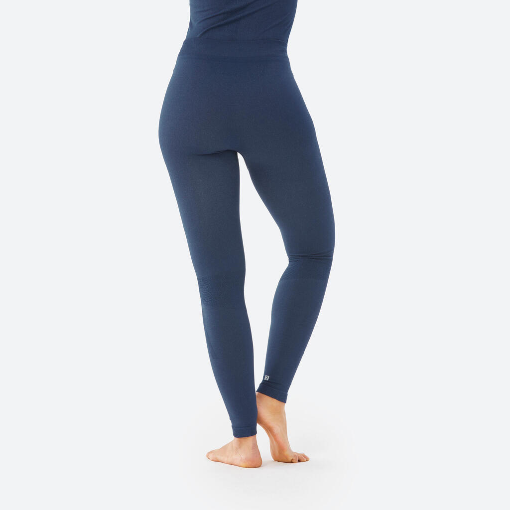Pantalón de esquí térmico sin costuras azul marino para mujer BL 500