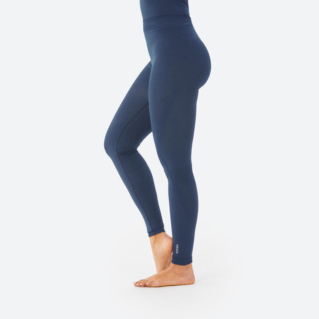 Pantalón de esquí térmico sin costuras azul marino para mujer BL 500