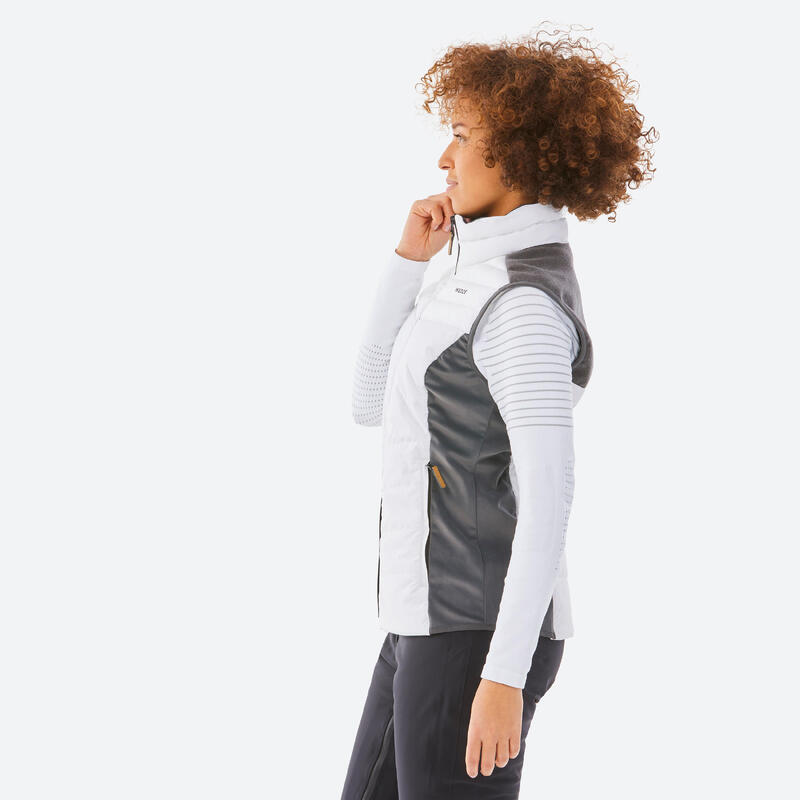 Gilet sci donna 500 grigio e bianco