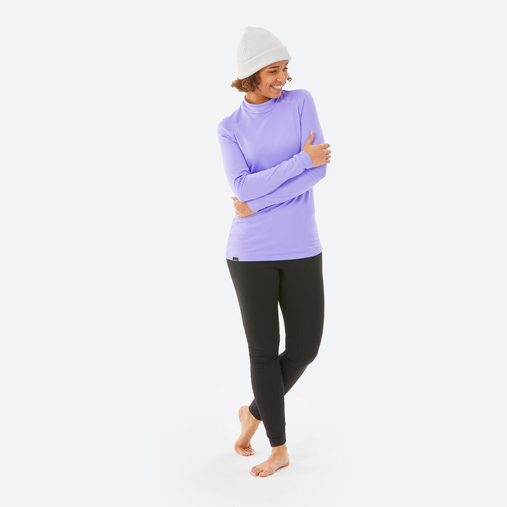 PRIMERA CAPA DE SKI MUJER CÁLIDA Y TRANSPIRABLE BL 500 MORADO