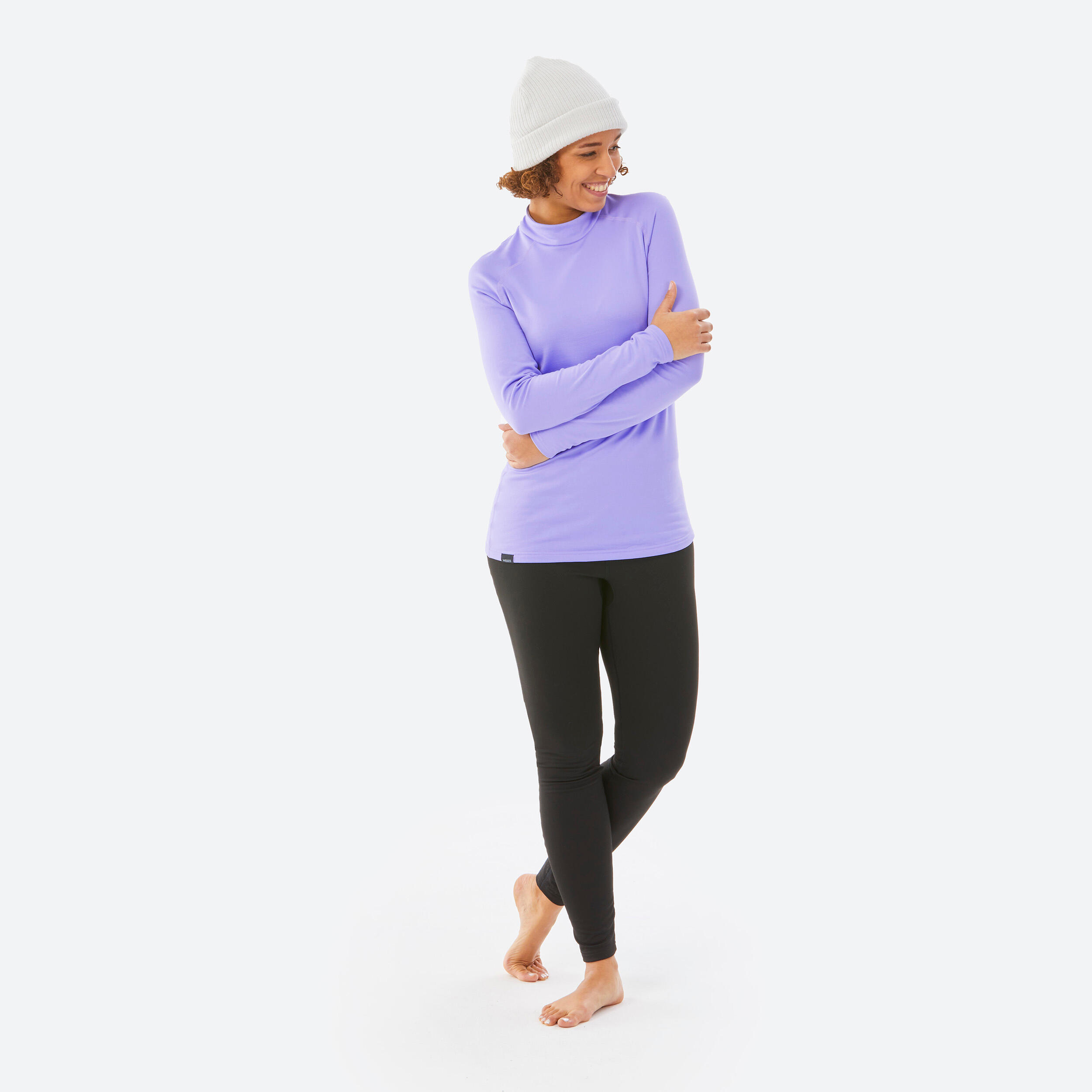 WOMEN’S SKI BASE LAYER TOP BL 500 - PURPLE  4/5