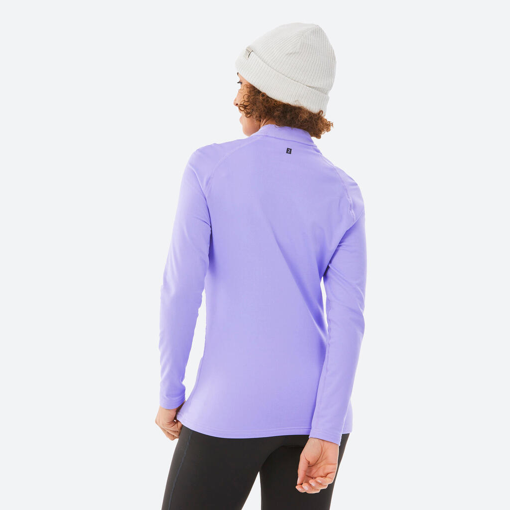 Women's Warm and Breathable Thermal Ski Base Layer, 500 Beige and Pink