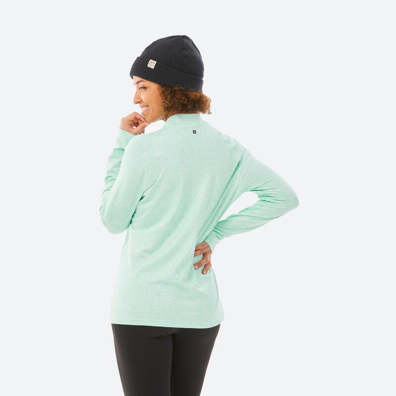 Thermoshirt voor skiën dames BL 500 relax groen met dessin