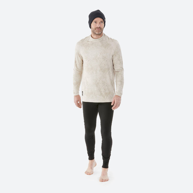 Men's 500 relax fit base layer top - beige graph
