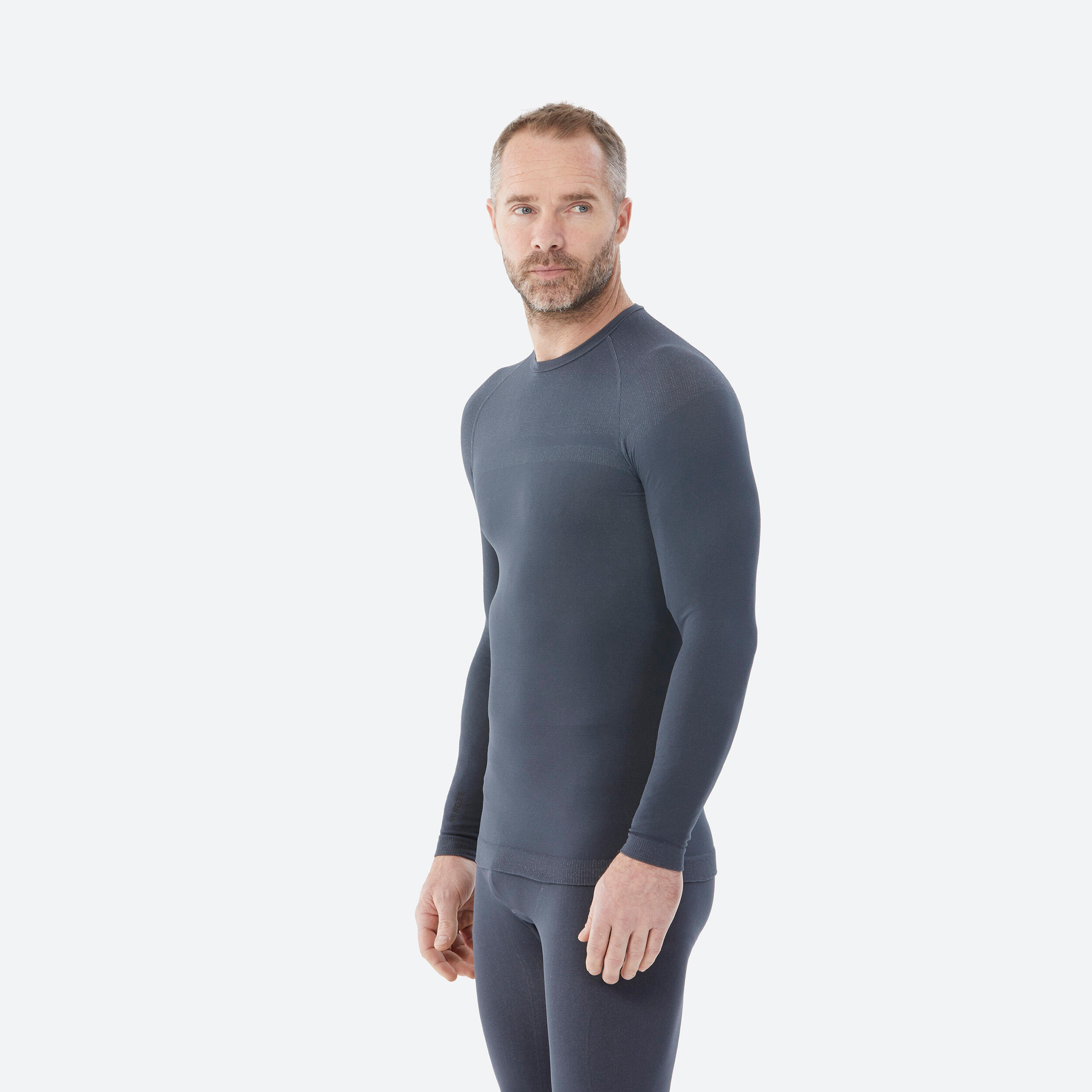 Men's Warm & Breathable Wool Ski Base Layer Top BL100 - Grey