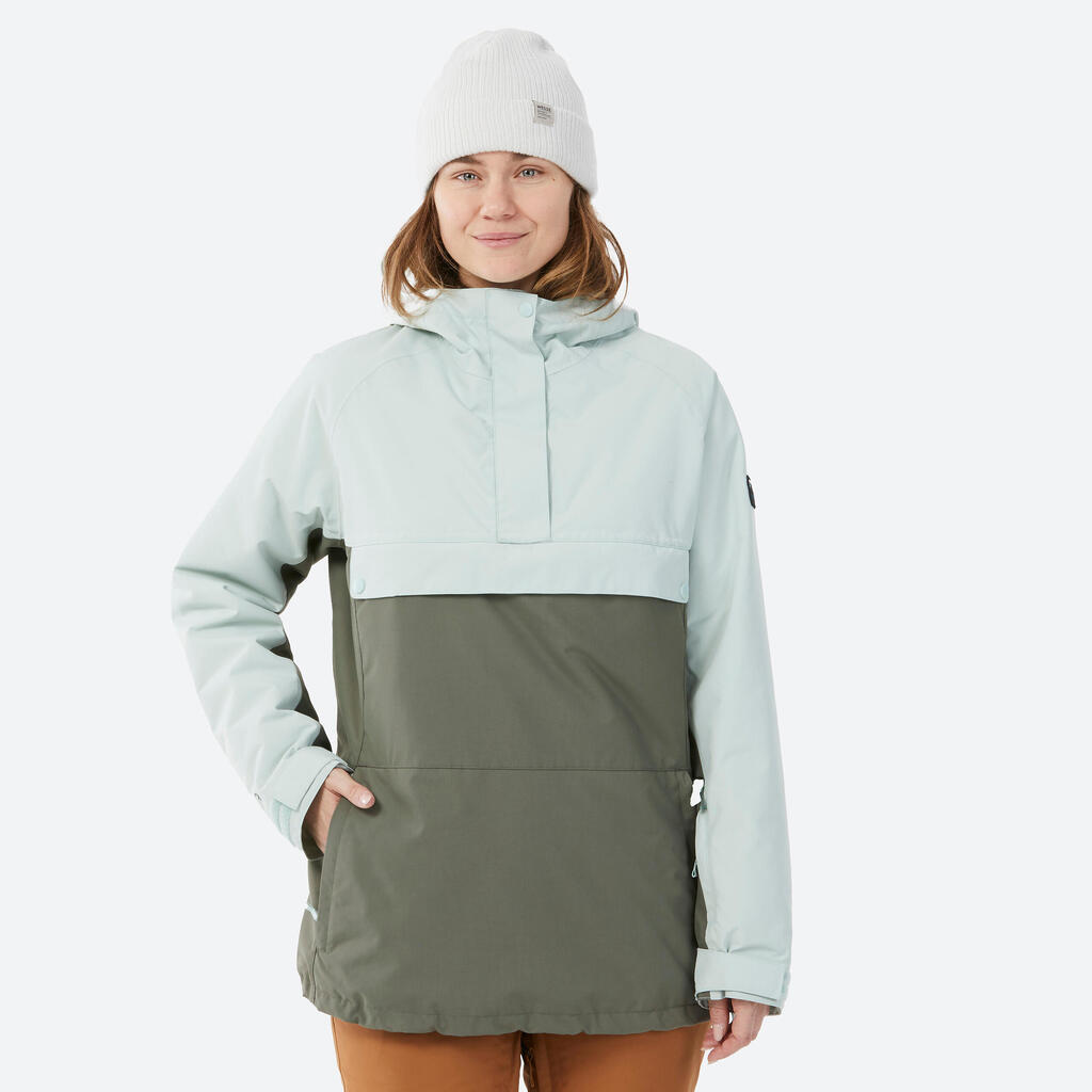 Skijacke Snowboardjacke Damen halber Reißverschluss (Anorak) - SNB 100 khaki