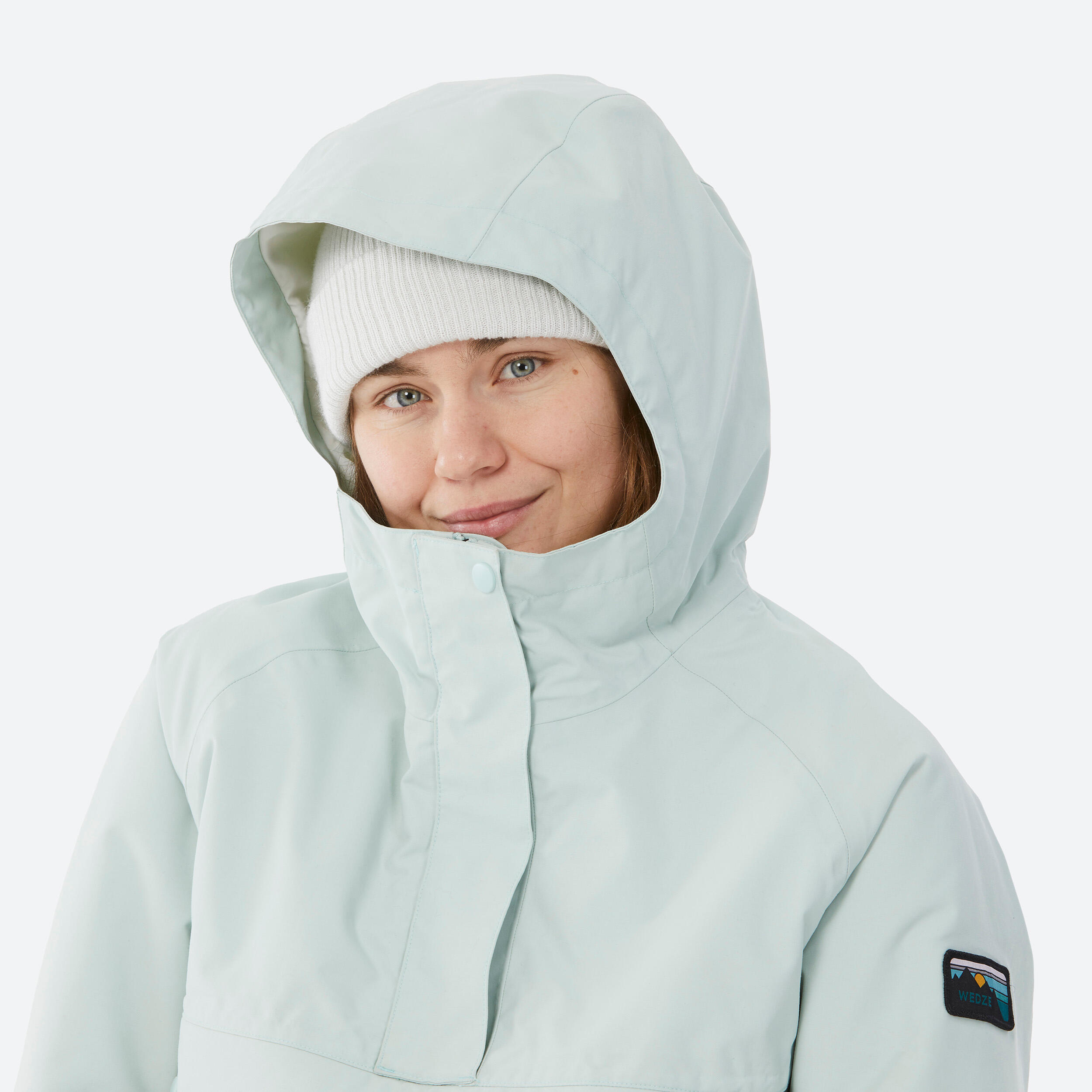 WOMEN'S SNB 100 SKI AND SNOWBOARD HALF ZIP JACKET (ANORAK) - KHAKI 7/15