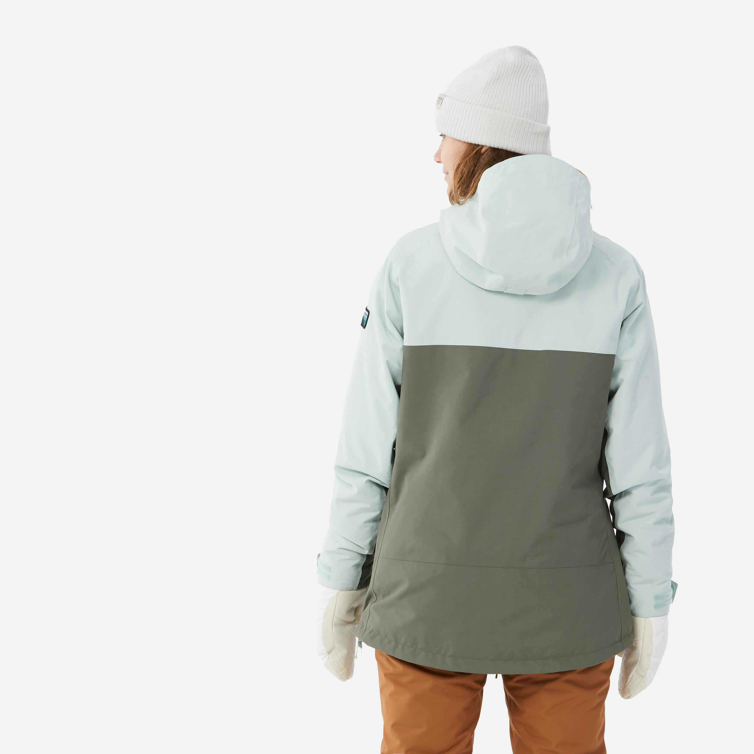 Veste de snowboard 1/2 zip femme, snb 100 vert kaki 2/18