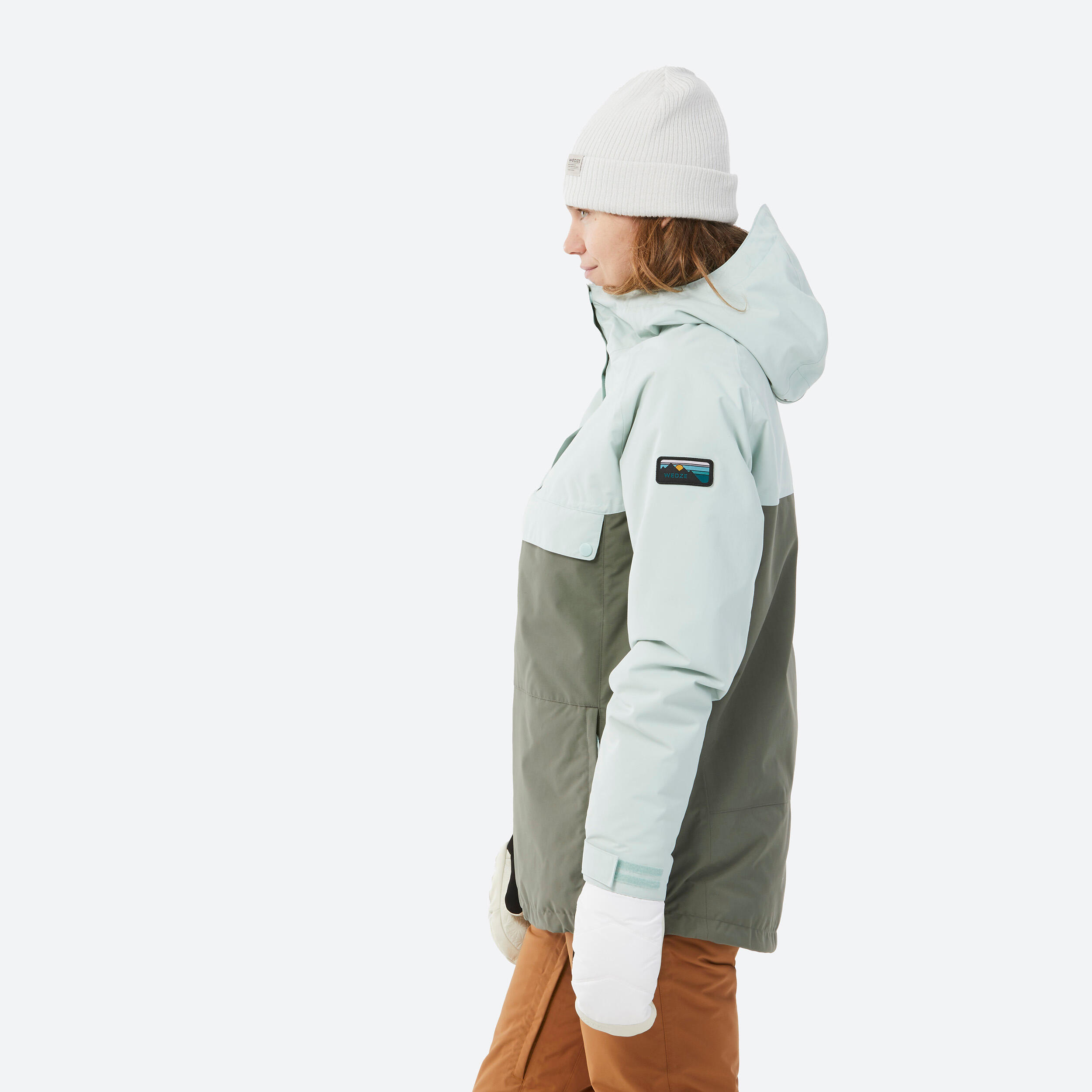 WOMEN S SNB 100 SKI AND SNOWBOARD HALF ZIP JACKET ANORAK KHAKI