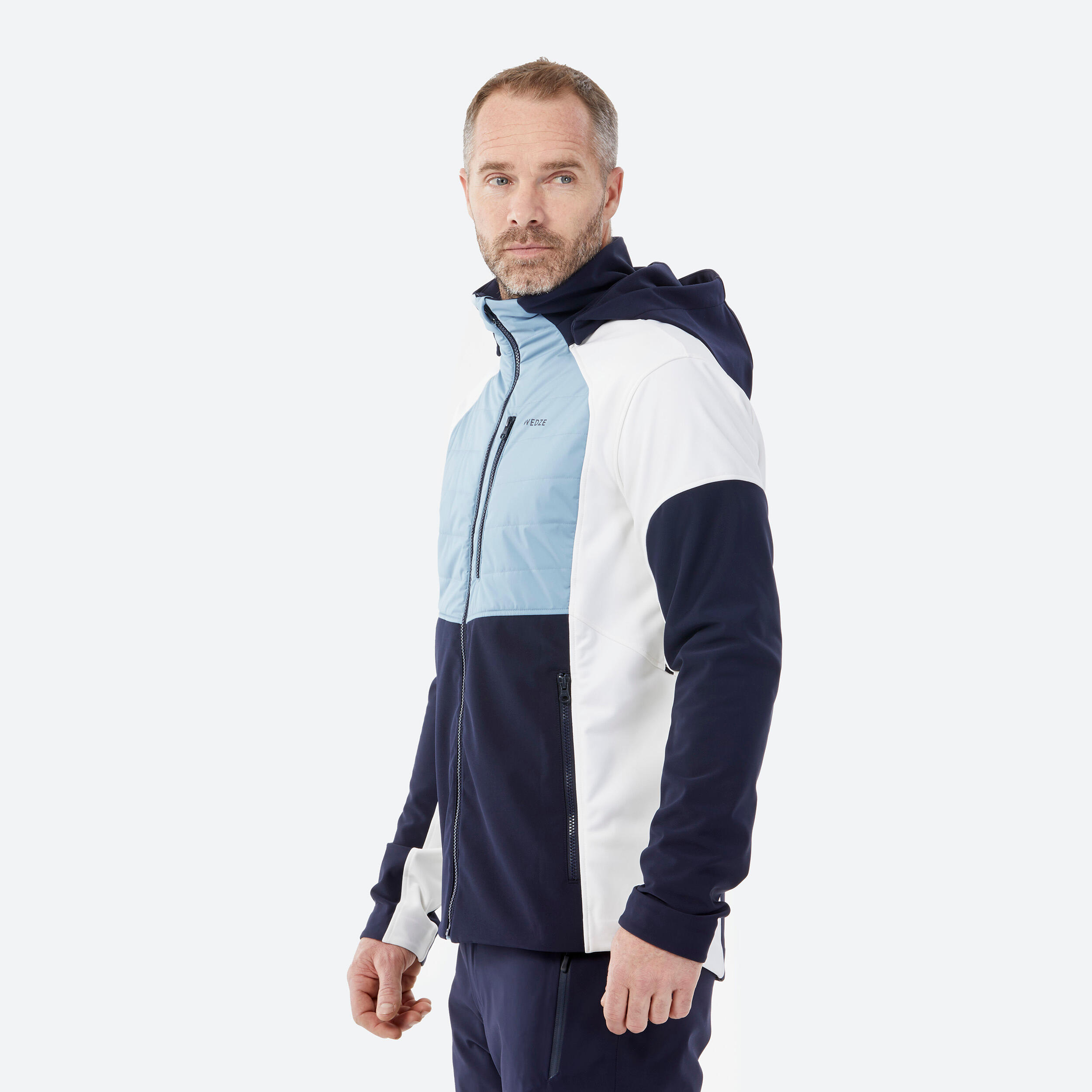 Veste de ski softshell légère et déperlante homme, 900 bleu et blanc 2/7