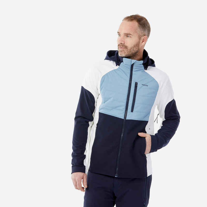 Men's lightweight waterproof ski jacket - Dark and light blue, white ...