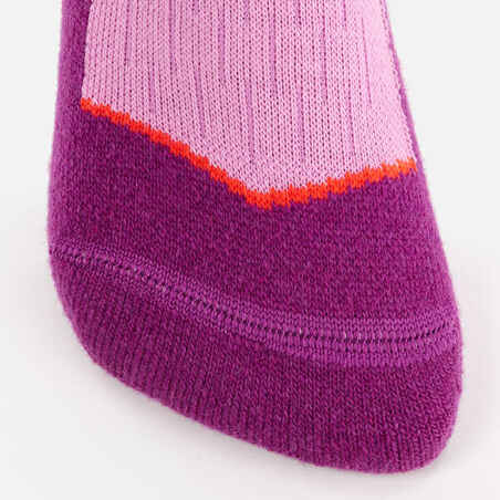 CHILDREN'S SKI AND SNOWBOARD SOCKS 100 - PINK PATTERNED