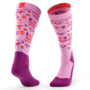 CHAUSSETTES DE SKI ET SNOWBOARD ENFANT 100 - MOTIFS ROSES