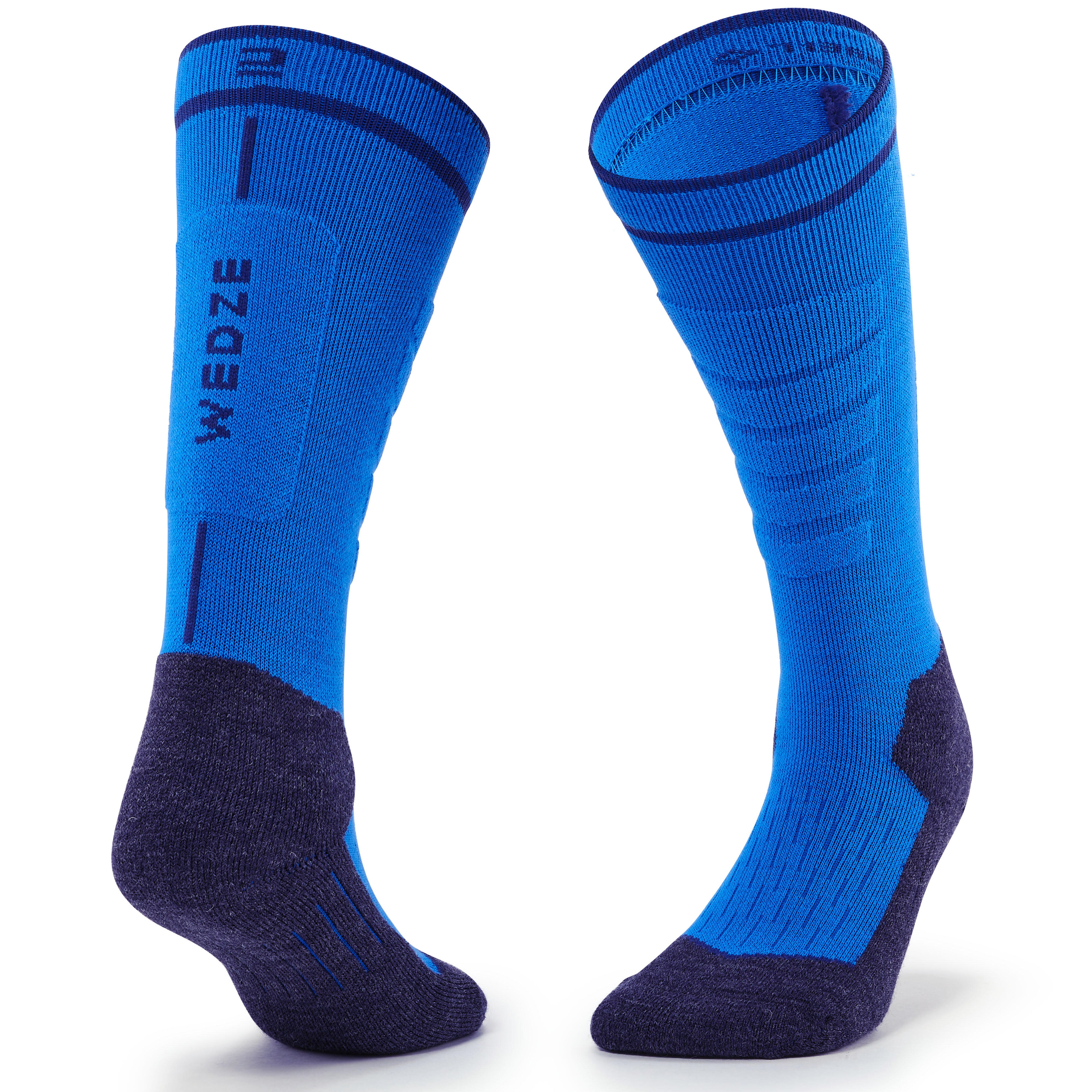 Kids’ Ski Socks - 100 Blue - WEDZE