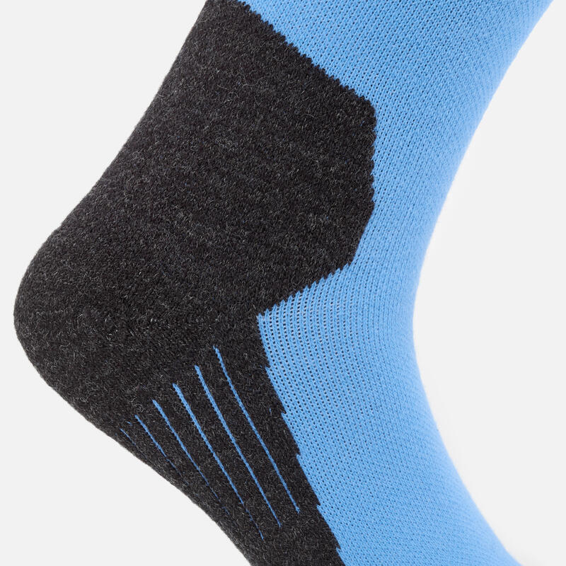 Chaussettes de ski et snowboard adulte, 100 bleu et gris