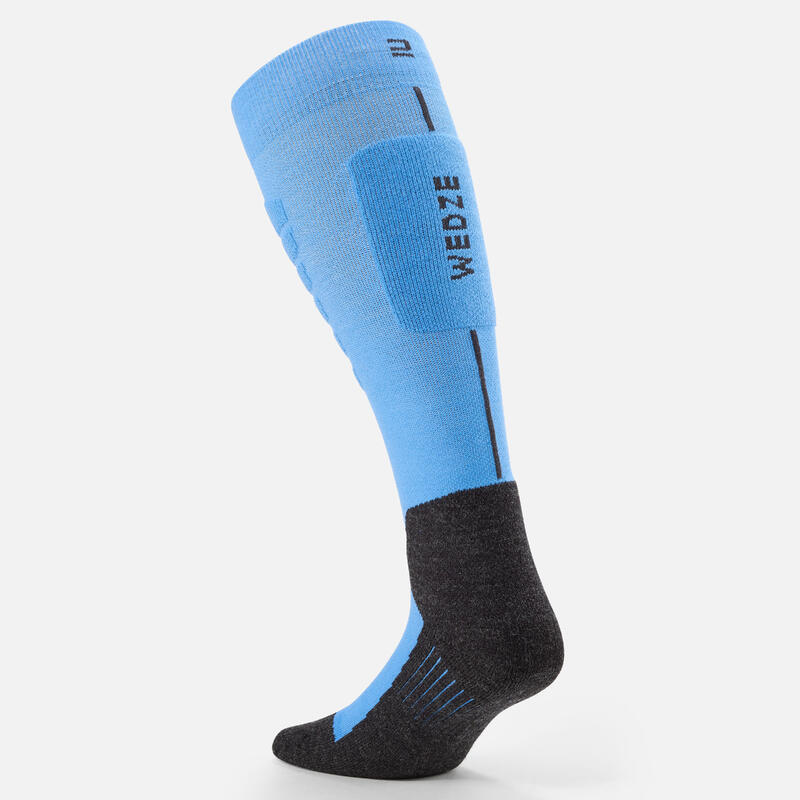 Chaussettes de ski et snowboard adulte, 100 bleu et gris