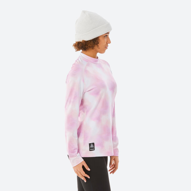 Sous-vêtement thermique ski coupe ample femme, BL500 haut Graph rose