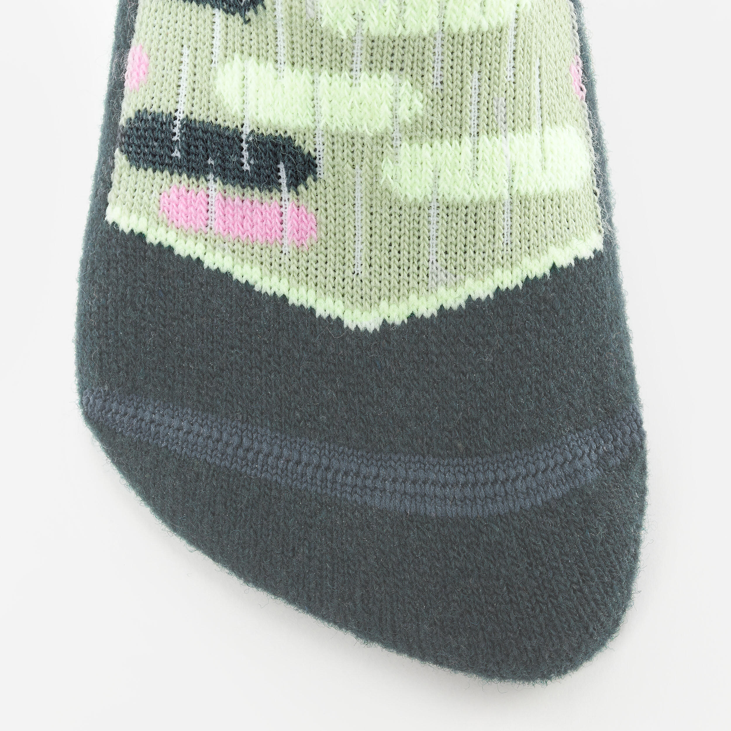 CHILDREN'S SKI AND SNOWBOARD SOCKS 100 - GREEN PATTERNS