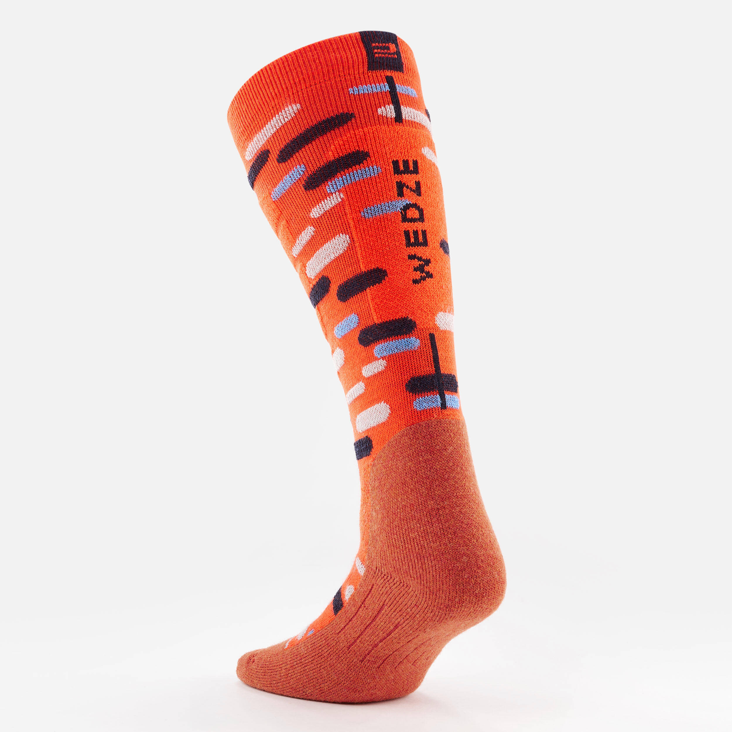CHILDREN'S SKI AND SNOWBOARD SOCKS 500 - ORANGE PATTERNED -  5