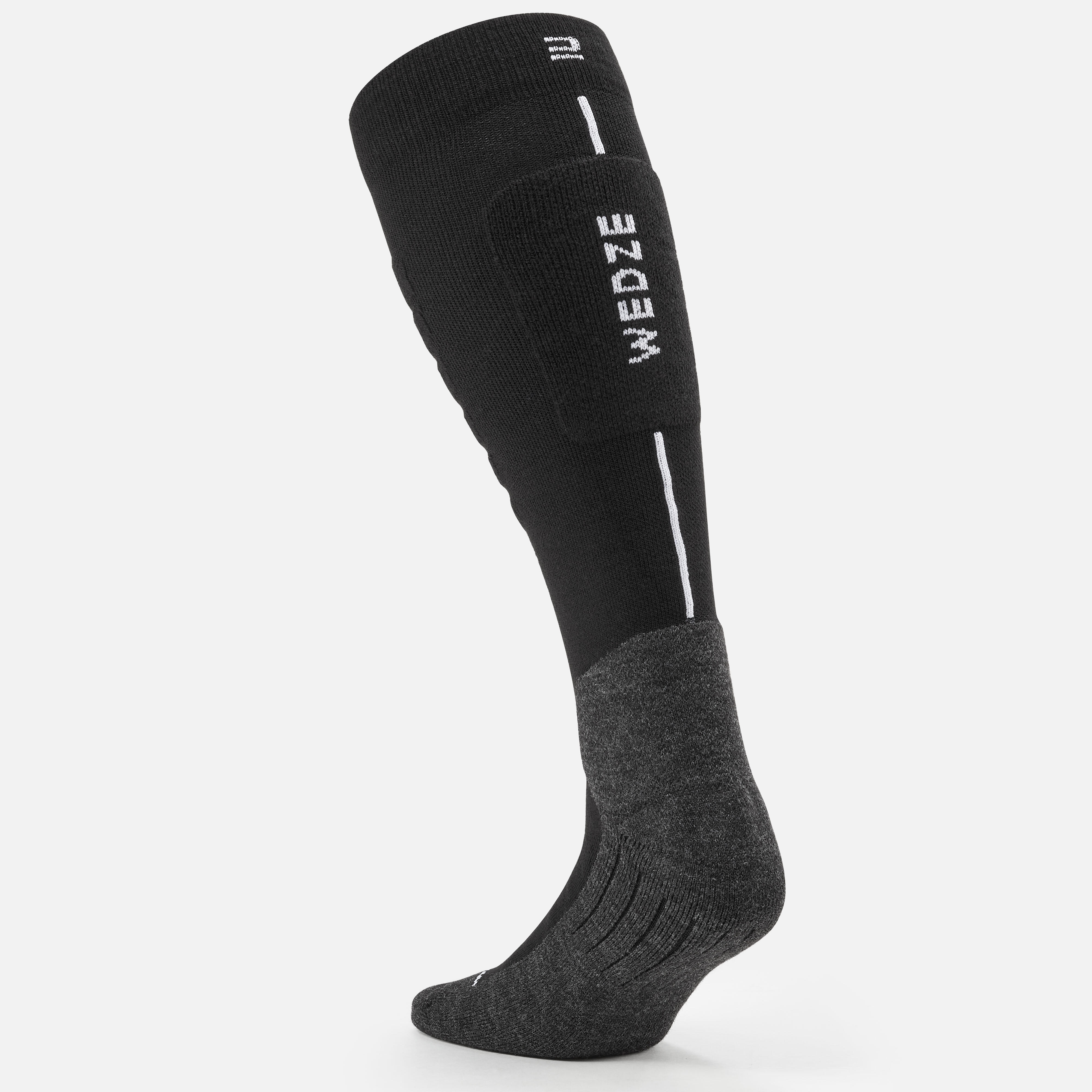 Adult Ski and Snowboard Socks 100 Plus - Black and Grey