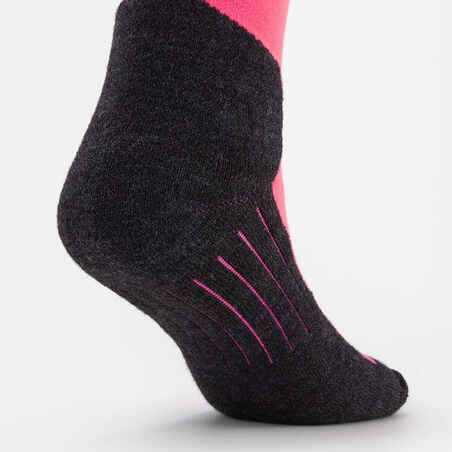 Adult skiing and snowboarding socks, 100-black, neon pink and black