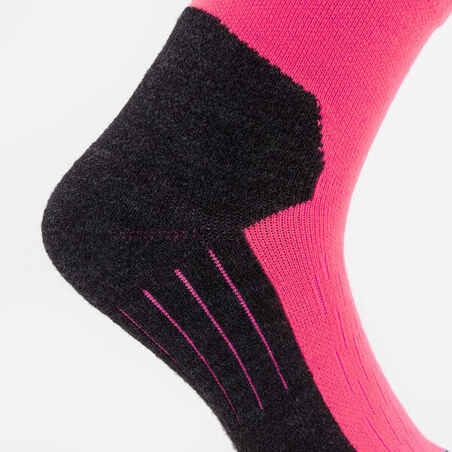 Adult skiing and snowboarding socks, 100-black, neon pink and black