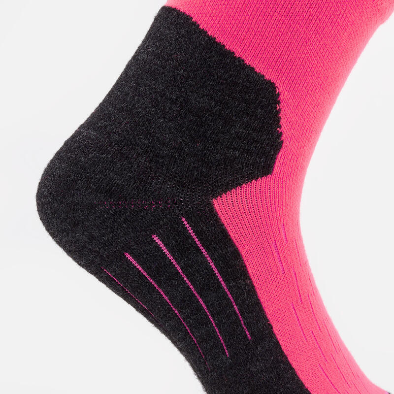 Yetişkin Kayak/Snowboard Çorabı - Siyah/Neon Pembe - 100